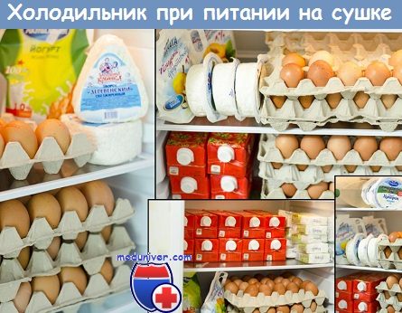 Продукты в холодильнике при питании на сушке